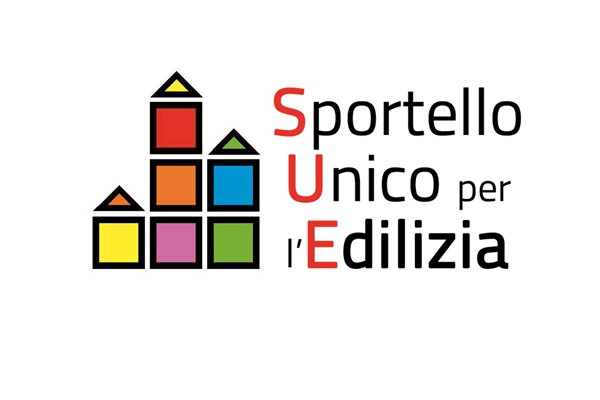 Logo sportello SUE composto da quadrati e triangoli colorati